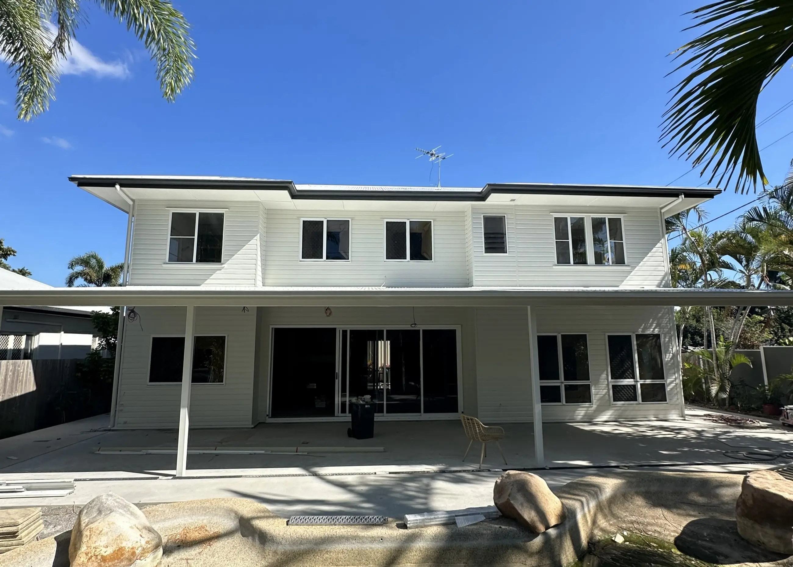 Completed two-storey rear elevation after the house was raised and built under