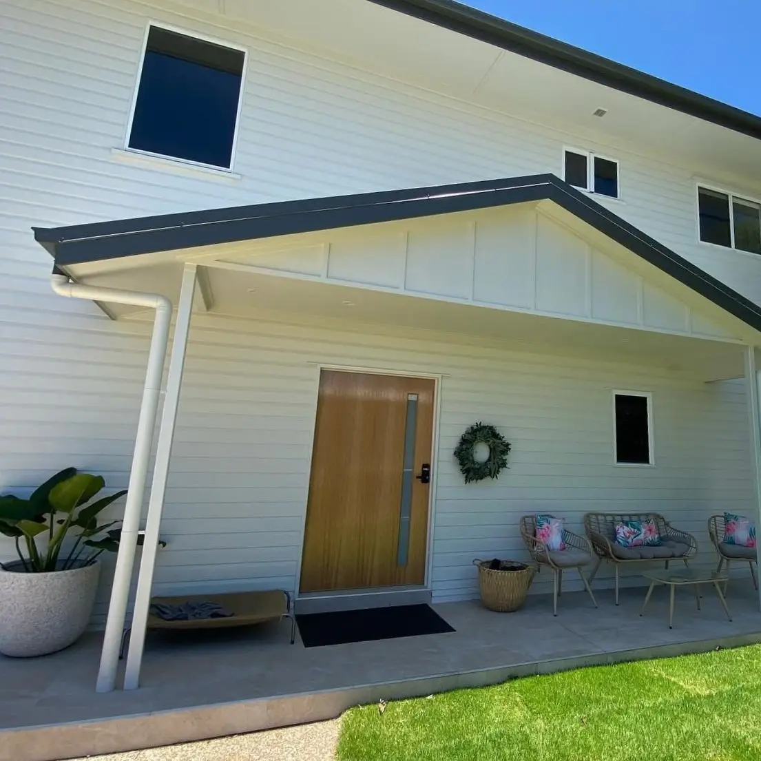 Finished entry porch following a raise and build-under