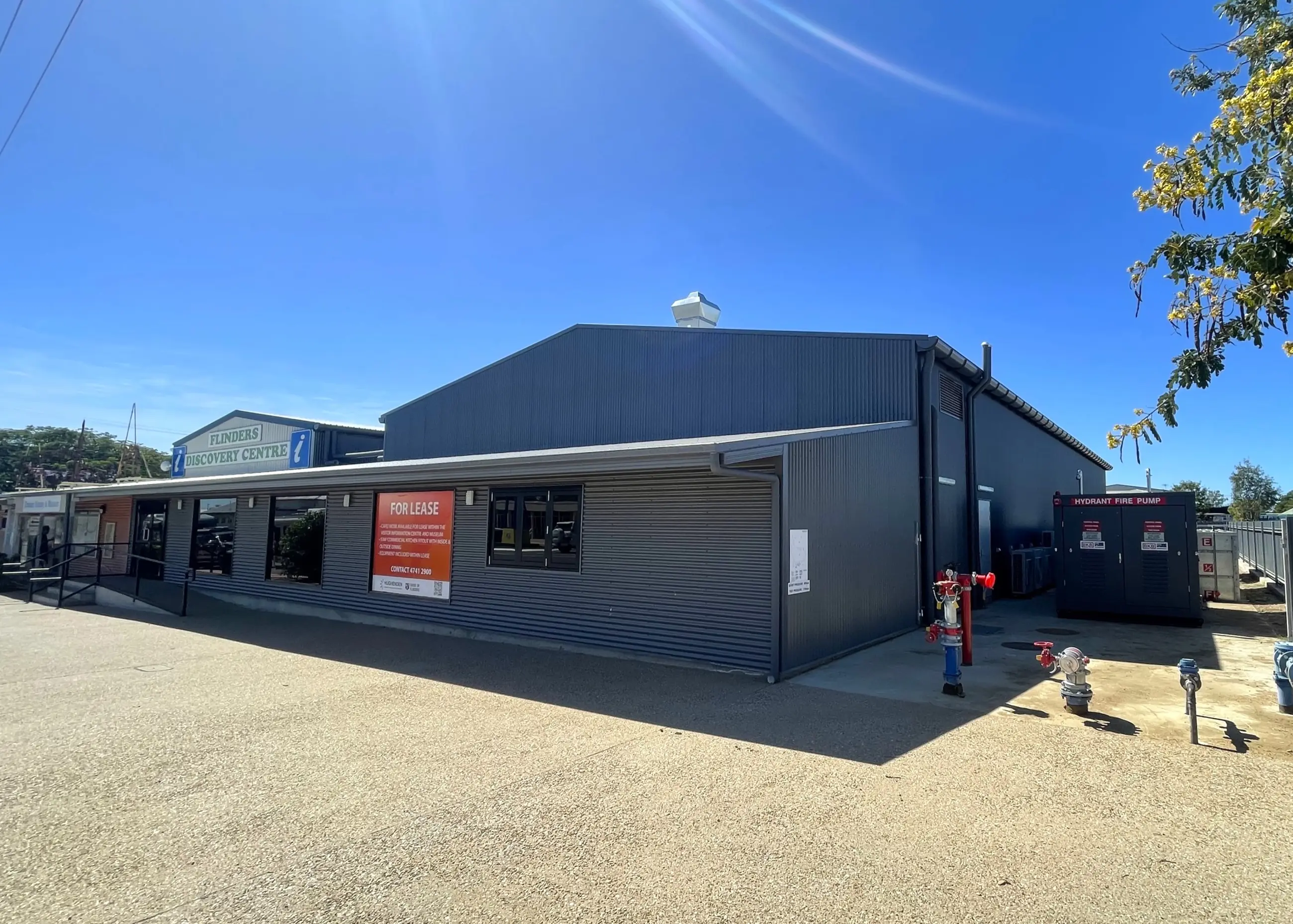 Completed corrugated-metal extension at the Flinders Discovery Centre in Hughenden